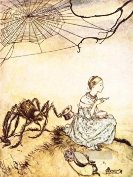  Miss Pintura - Madre Ganso Pequeña Señorita Muffet ilustrador Arthur Rackham